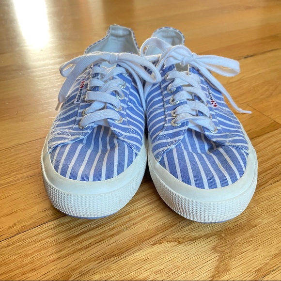 Superga Canvas Sneakers Blue Stripe Size 40 / 9 - Picture 2 of 9